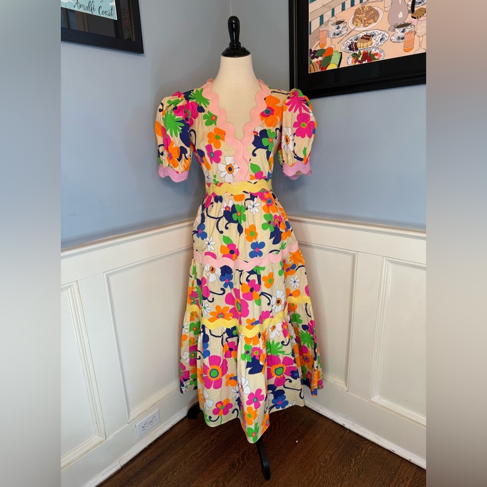 CeliaB Dixie Floral Midi Dress Sz L